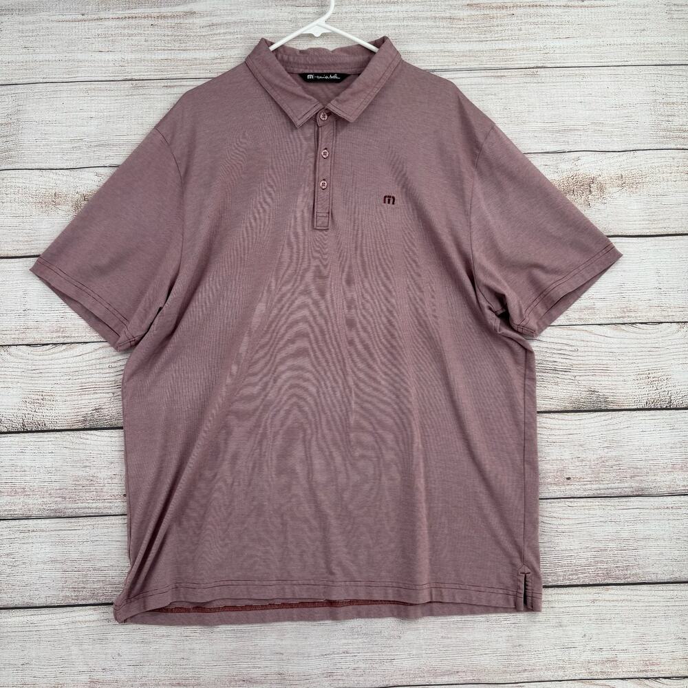 Travis Mathew Pima Cotton Golf Polo Shirt Mens 3XL‎ Red Purple Micro Stripe